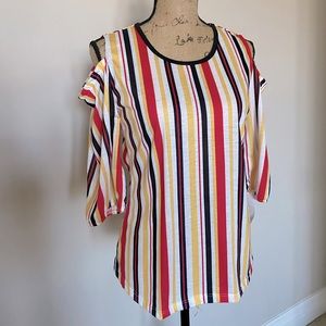 Stripped blouse yellow, red and black